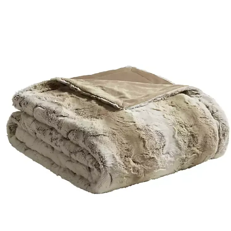 Blankets & Throws>Kirklands Home Light Faux Fur Oversized Throw Blanket Brown