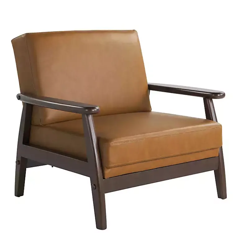 Kirklands Home Light Faux Leather Ambon Accent Chair Brown Sale