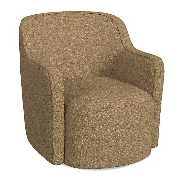 Kirklands Home Light Swivel Barrel Accent Chair Brown New