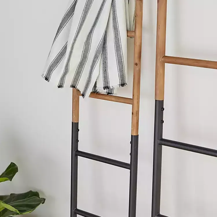 Decorative Accents>Kirklands Home Light Brown Wood and Black Metal Ladders, Set of 2
