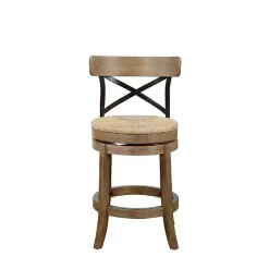Kirklands Home Light Wood and Seagrass Swivel Counter Stool Brown Hot