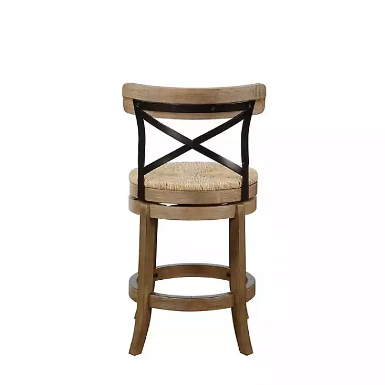 Kirklands Home Light Wood and Seagrass Swivel Counter Stool Brown Hot
