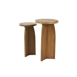 Kirklands Home Light Wood Modern Accent Tables, Set of 2 Brown Sale