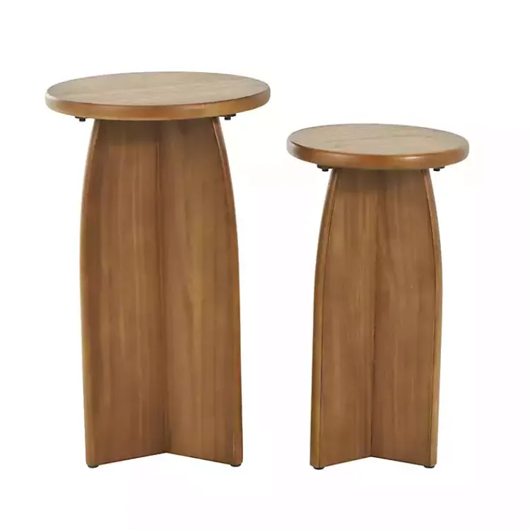 Kirklands Home Light Wood Modern Accent Tables, Set of 2 Brown Sale