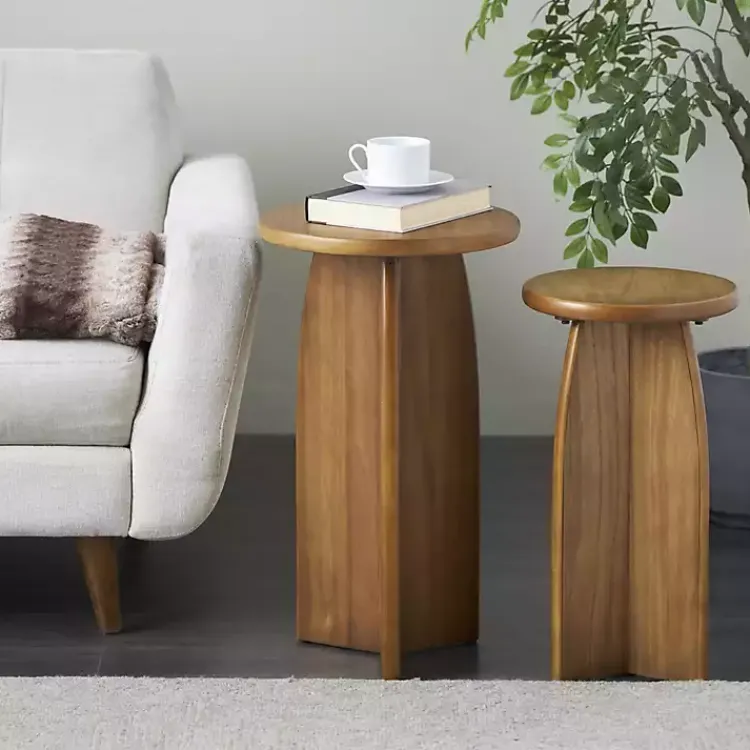 Kirklands Home Light Wood Modern Accent Tables, Set of 2 Brown Sale