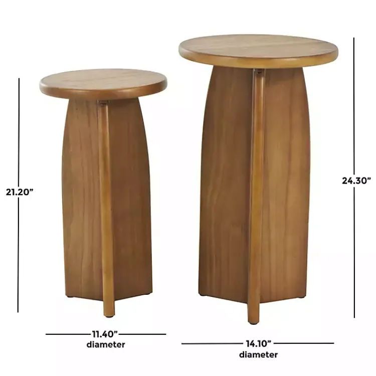 Kirklands Home Light Wood Modern Accent Tables, Set of 2 Brown Sale