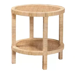 Kirklands Home Light Brown Woven Rat Accent Table Tan Sale