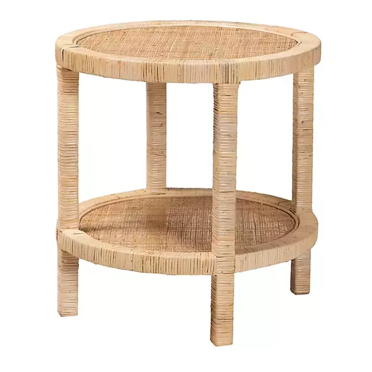 Kirklands Home Light Brown Woven Rat Accent Table Tan Sale