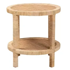 Kirklands Home Light Brown Woven Rat Accent Table Tan Sale