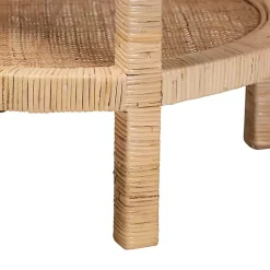 Kirklands Home Light Brown Woven Rat Accent Table Tan Sale