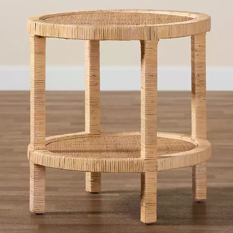 Kirklands Home Light Brown Woven Rat Accent Table Tan Sale