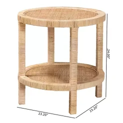 Kirklands Home Light Brown Woven Rat Accent Table Tan Sale
