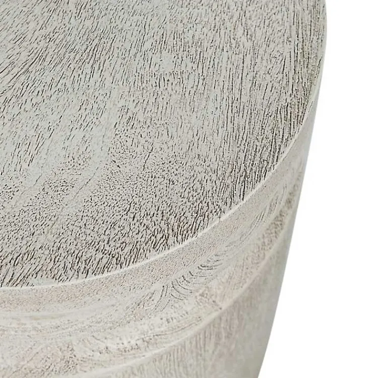 Kirklands Home Light Cream Wood Cylinder Accent Table White Hot