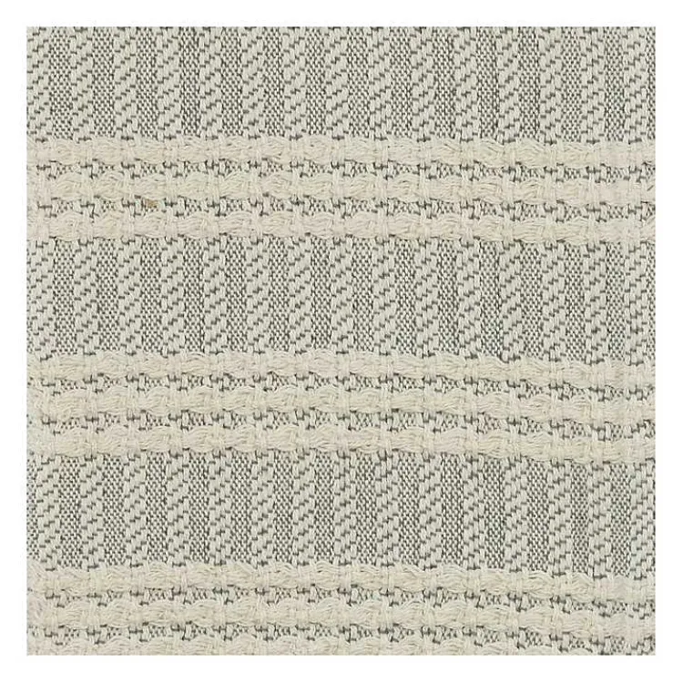 Blankets & Throws>Kirklands Home Light Gray and Ivory Striped Cotton Throw