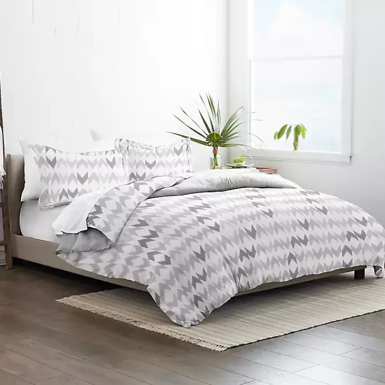 Kirklands Home Light Gray Chevron 3-Pc. Queen Duvet Cover Set Hot
