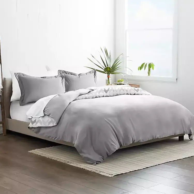 Kirklands Home Light Gray Chevron 3-Pc. Queen Duvet Cover Set Hot