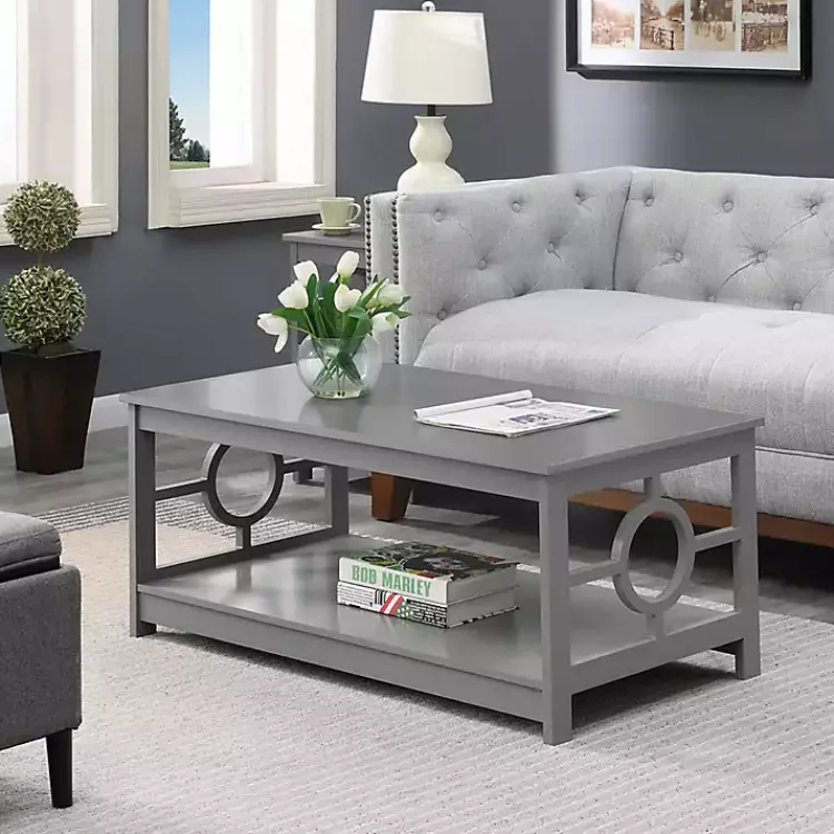 Kirklands Home Light Circle Cut-Out Sides Coffee Table Gray