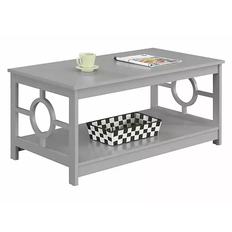 Kirklands Home Light Circle Cut-Out Sides Coffee Table Gray