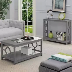 Kirklands Home Light Circle Cut-Out Sides Coffee Table Gray