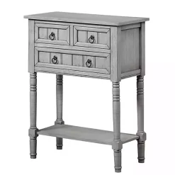 Kirklands Home Light 3-Drawer Turned Legs Accent Table Gray Clearance