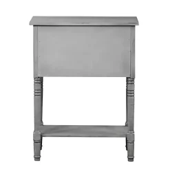 Kirklands Home Light 3-Drawer Turned Legs Accent Table Gray Clearance