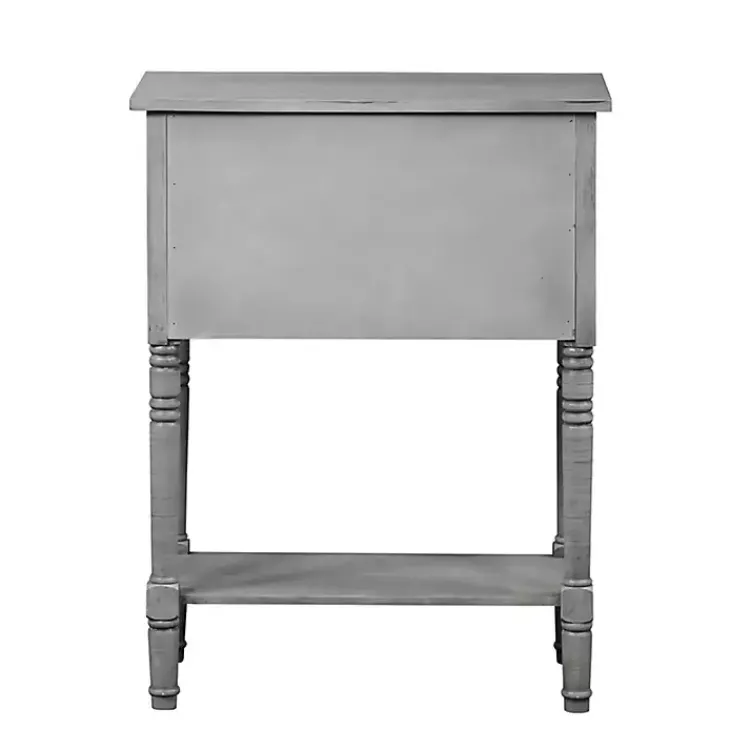 Kirklands Home Light 3-Drawer Turned Legs Accent Table Gray Clearance