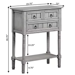Kirklands Home Light 3-Drawer Turned Legs Accent Table Gray Clearance