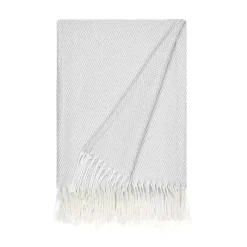 Blankets & Throws>Kirklands Home Light Herringbone Throw with Fringe Gray