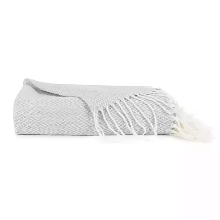 Blankets & Throws>Kirklands Home Light Herringbone Throw with Fringe Gray