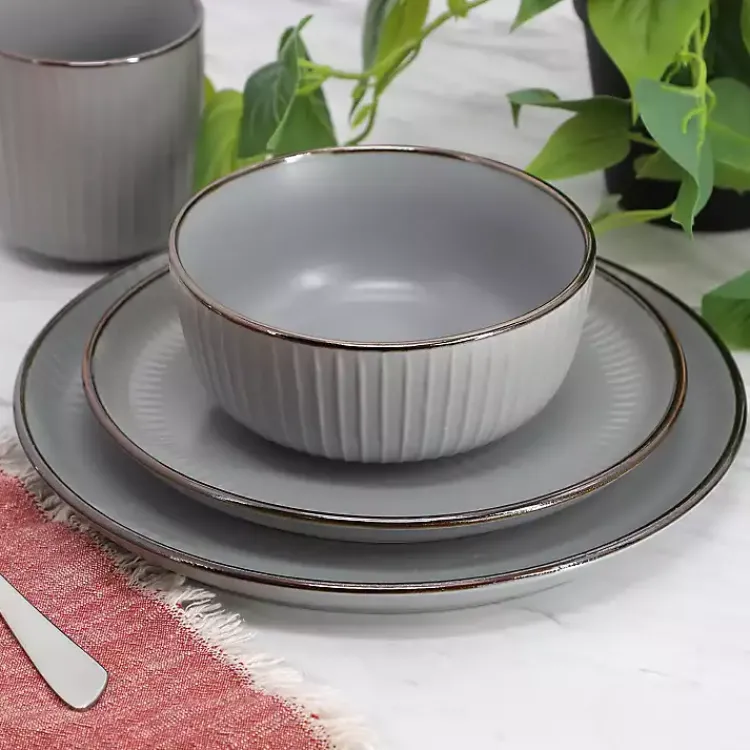 Kirklands Home Light Leo Stoneware 16-pc. Dinnerware Set Gray Clearance