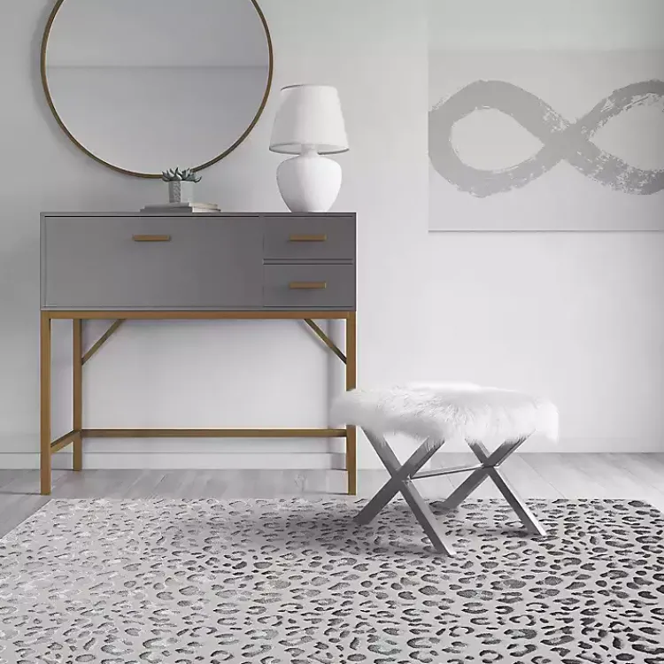 Kirklands Home Light Leopard Textured Area Rug, 8x10 Gray New