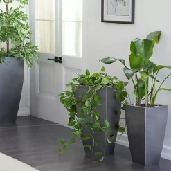 Kirklands Home Light Metal Round Tapered Planters, Set of 3 Gray Sale