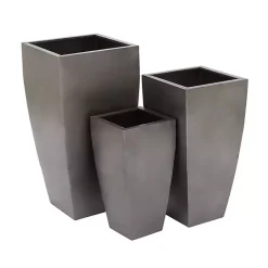 Kirklands Home Light Metal Round Tapered Planters, Set of 3 Gray Sale
