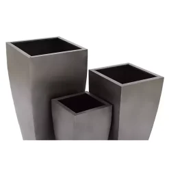Kirklands Home Light Metal Round Tapered Planters, Set of 3 Gray Sale