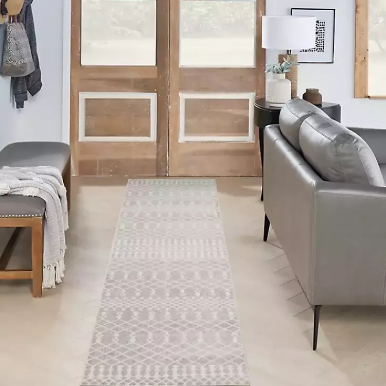 Kirklands Home Light Moroccan Washable Runner, 2x10 Gray Outlet