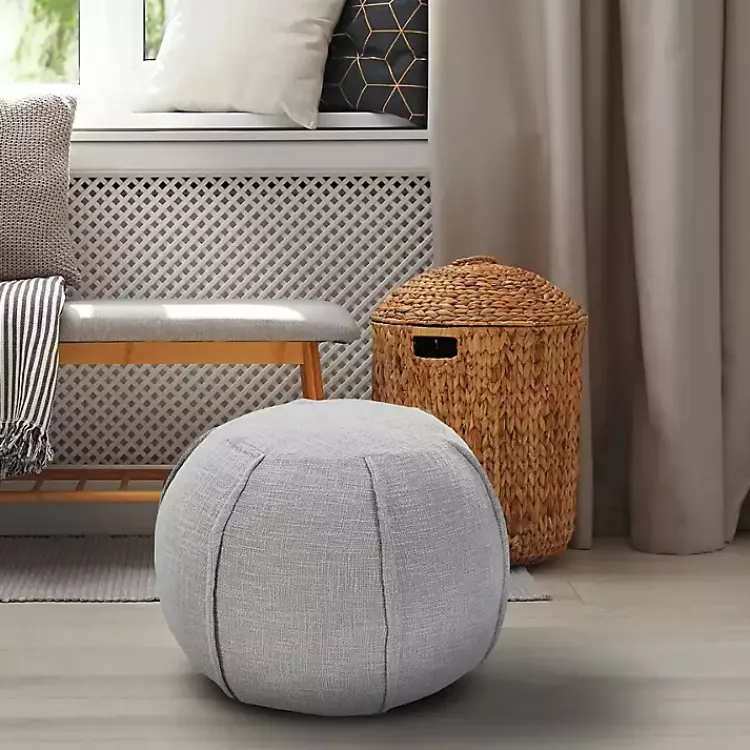 Poufs & Floor Cushions>Kirklands Home Light Patchwork Cotton Pouf Gray