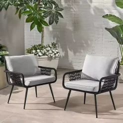 Kirklands Home Light Gray Rope Frame 2-pc. Outdoor Arm Chair Set Clearance