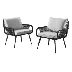 Kirklands Home Light Gray Rope Frame 2-pc. Outdoor Arm Chair Set Clearance