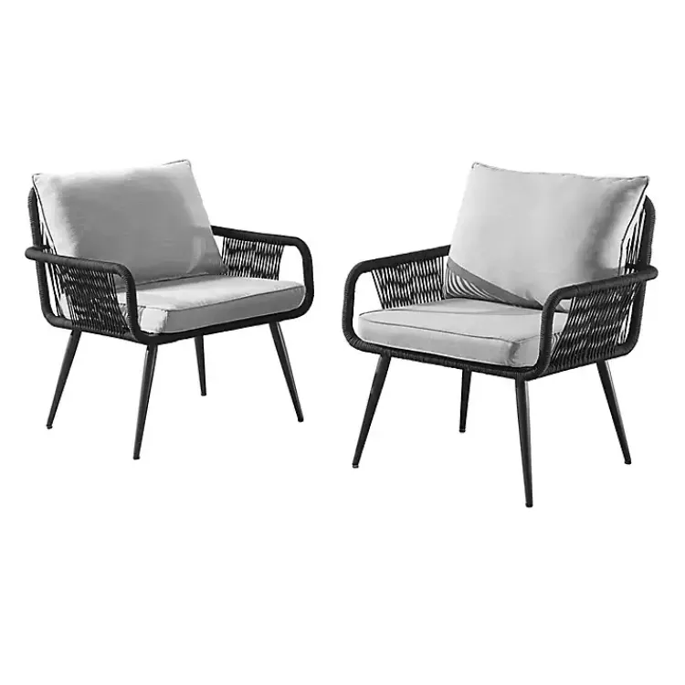 Kirklands Home Light Gray Rope Frame 2-pc. Outdoor Arm Chair Set Clearance