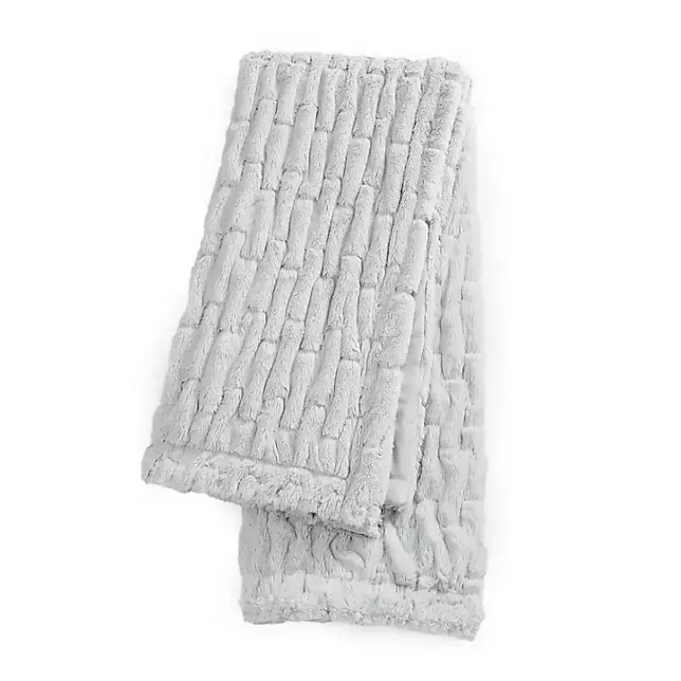Blankets & Throws>Kirklands Home Light Ruched Faux Fur Throw Gray
