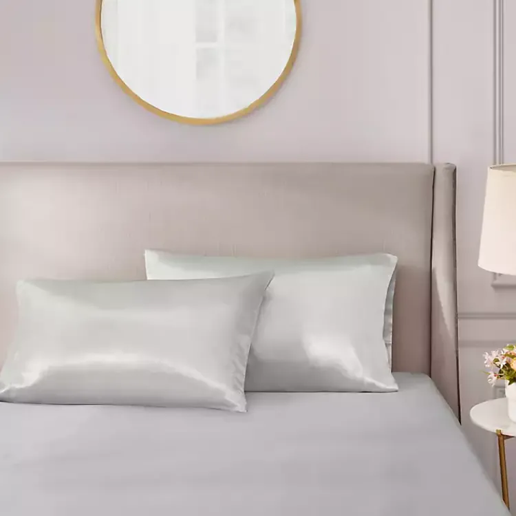 Kirklands Home Light Satin King 2-pc. Pillow Case Set Gray New