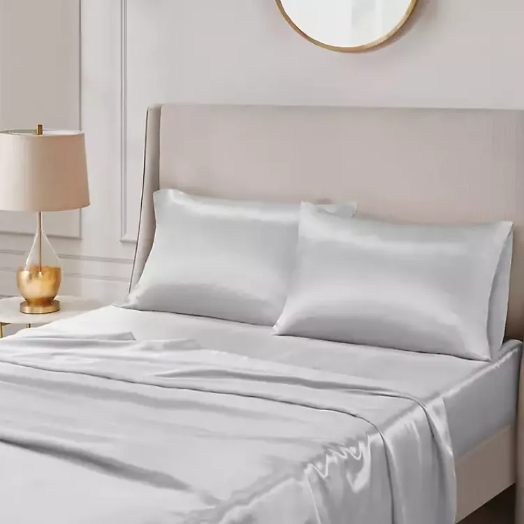 Kirklands Home Light Satin King 2-pc. Pillow Case Set Gray New