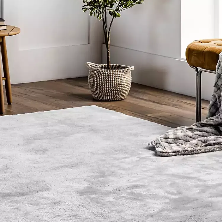 Kirklands Home Light Gray Shag Washable Area Rug, 5x8 Outlet