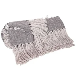 Blankets & Throws>Kirklands Home Light Slub Striped Tassel Throw Gray
