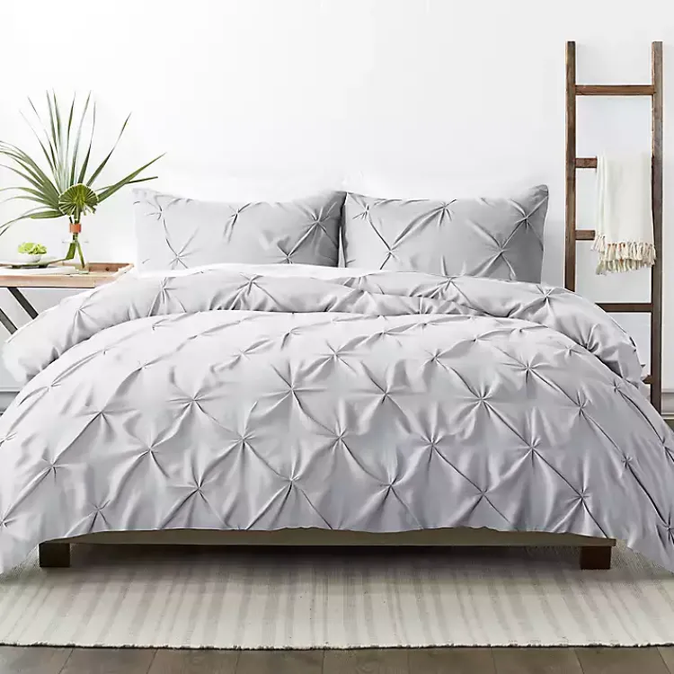 Kirklands Home Light Soft Pinched 3-pc. King Duvet Cover Set Gray Hot