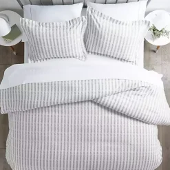 Kirklands Home Light Gray Stripes 3-pc. Queen Duvet Cover Set Hot