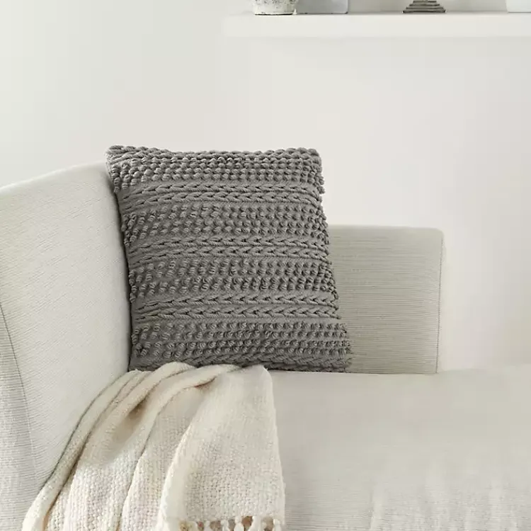 Pillows>Kirklands Home Light Textured Stripes Pillow Gray