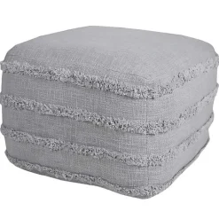 Poufs & Floor Cushions>Kirklands Home Light Tufted Stripe Cotton Square Pouf Gray