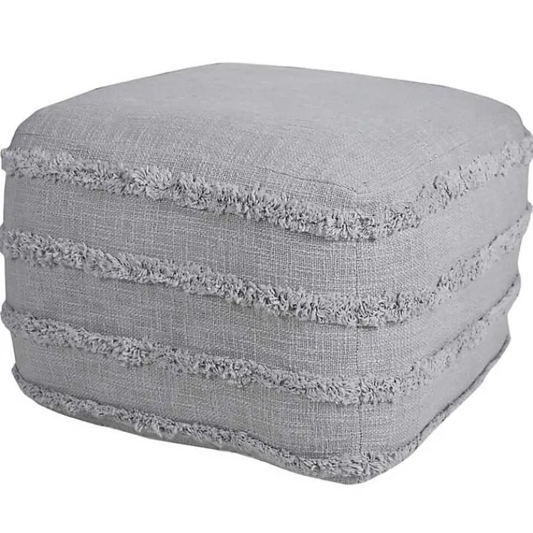 Poufs & Floor Cushions>Kirklands Home Light Tufted Stripe Cotton Square Pouf Gray