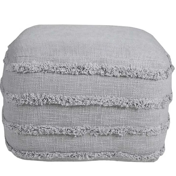 Poufs & Floor Cushions>Kirklands Home Light Tufted Stripe Cotton Square Pouf Gray
